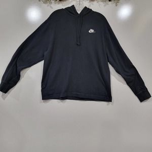 Nike Unisex Thin Hooded Sweatshirt Black White Size Medium 100% Cotton